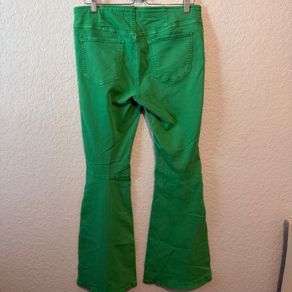 Free People We The Free Penny Pull-On Flare Jeans 31 Green Boho Retro 70s